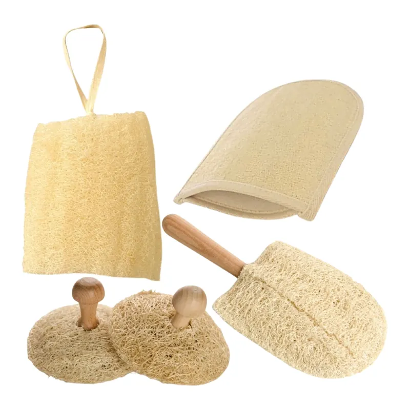 Natural loofah pet grooming set