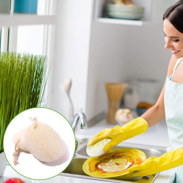 Natural Oval Kitchen Loofah Pad Scrubber - Image 6