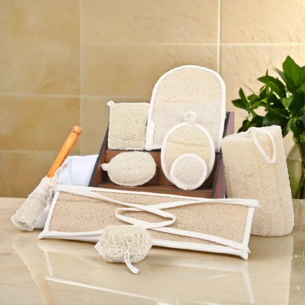 Family Natural Loofah Complete Set - Eco-Friendly Home & Body Care Bundle - Image 2
