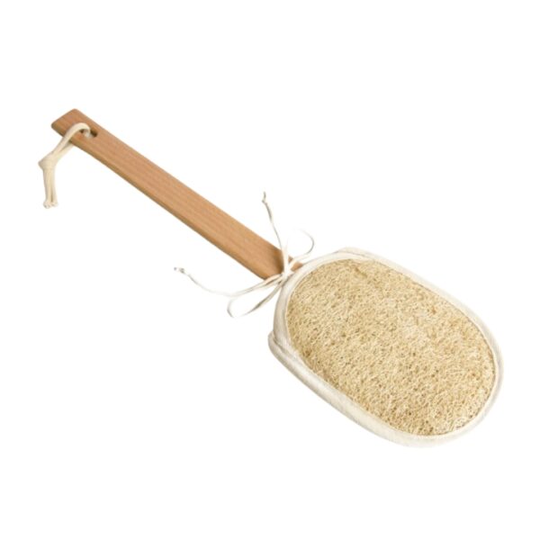 Premium Egyptian Loofah Back Scrubber Stick | Dual-Sided Cotton Towel | EGEXO