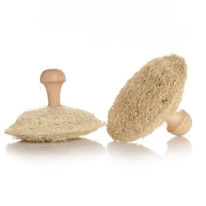 Round Wooden Handle Pet Loofah Scrubber 10x10cm | Professional Pet Grooming | EGEXO