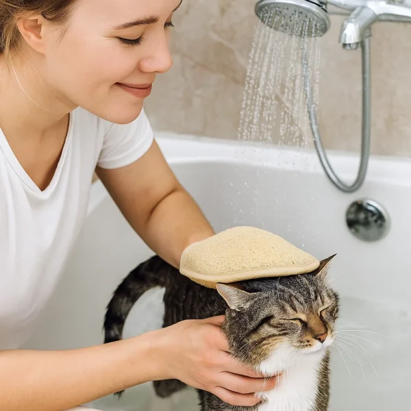 Natural Loofah Pet Grooming Glove | Double-Sided Exfoliating Mitt 16x21cm | EGEXO
