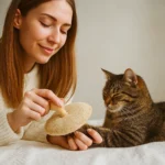 Round Wooden Handle Pet Loofah Scrubber Professional Grooming Tool2