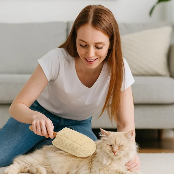 Double-Sided Pet Loofah Bathing Stick 13x17cm | Natural Grooming Wand | EGEXO