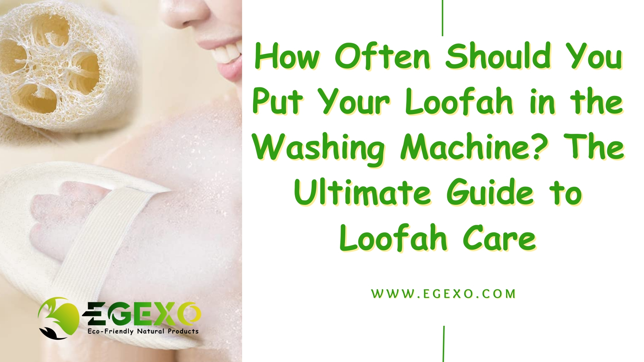Natural Egyptian loofah sponges being prepared for washing machine cleaning with proper care instructions