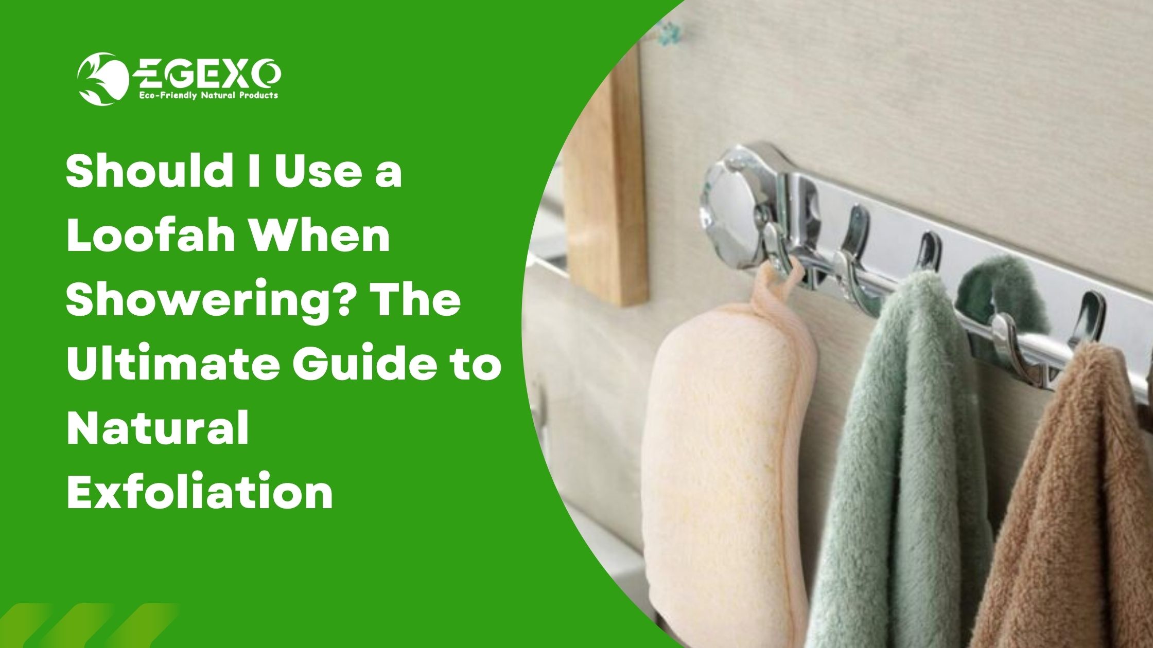 Natural loofah sponge being used in shower for exfoliation