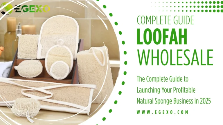 Natural Egyptian loofah wholesale sponges displayed for wholesale distribution showing premium quality and texture