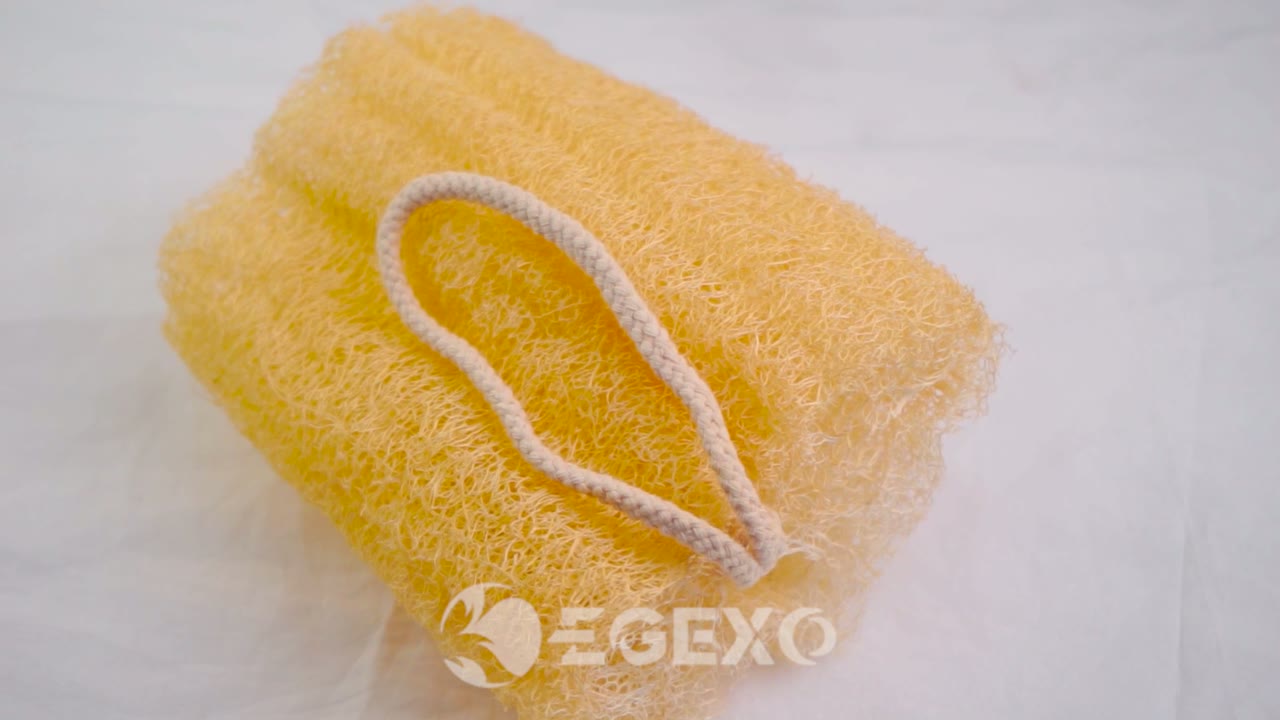 Natural Raw Loofah Piece with Rope video