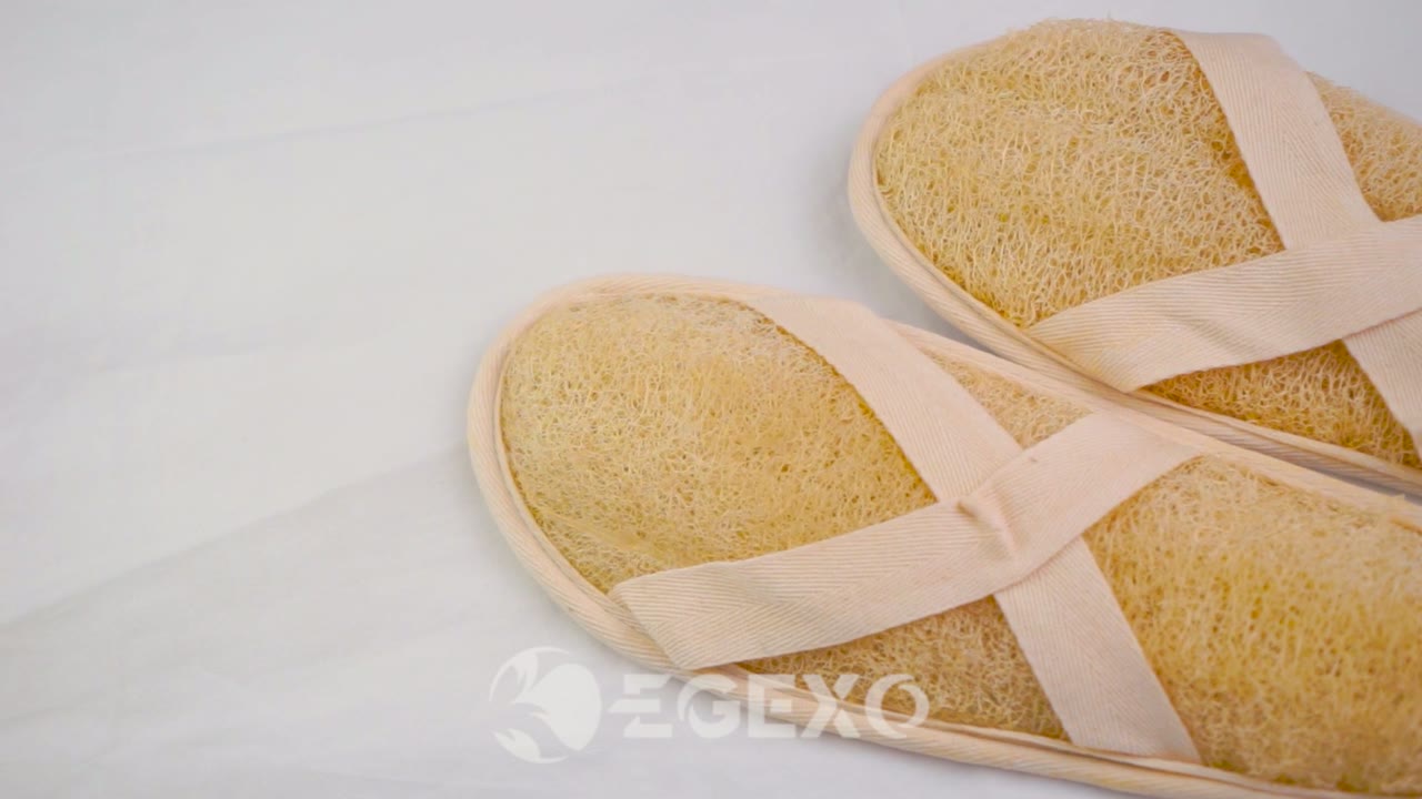 Natural Loofah Spa Slippers video